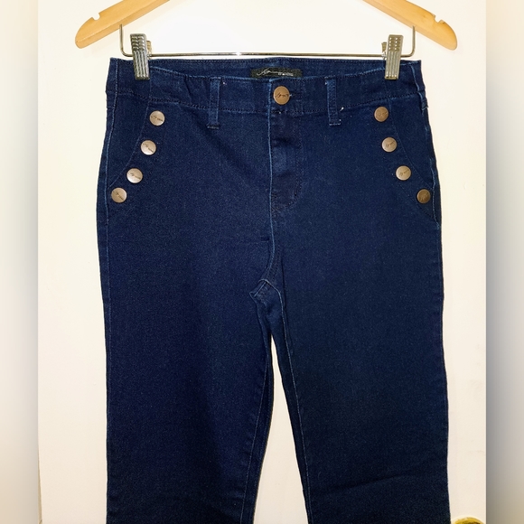 AZ Denim size8 Dark Wash Jeans w/ Sailor Type Buttons On the Sides. Zips In... - Picture 5 of 8